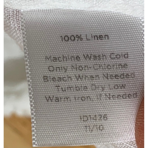 Talbots White 100% Linen Ruffle V-Neck Short Sleeve Blouse Top Size 8 - Picture 5 of 8